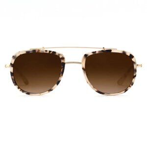 KREWE  Matte Oyster 24K Polarized Breton Sunglasses